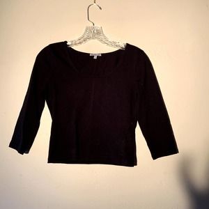 charlotte russe black 3/4 length sleeve cropped top rounded neck size medium